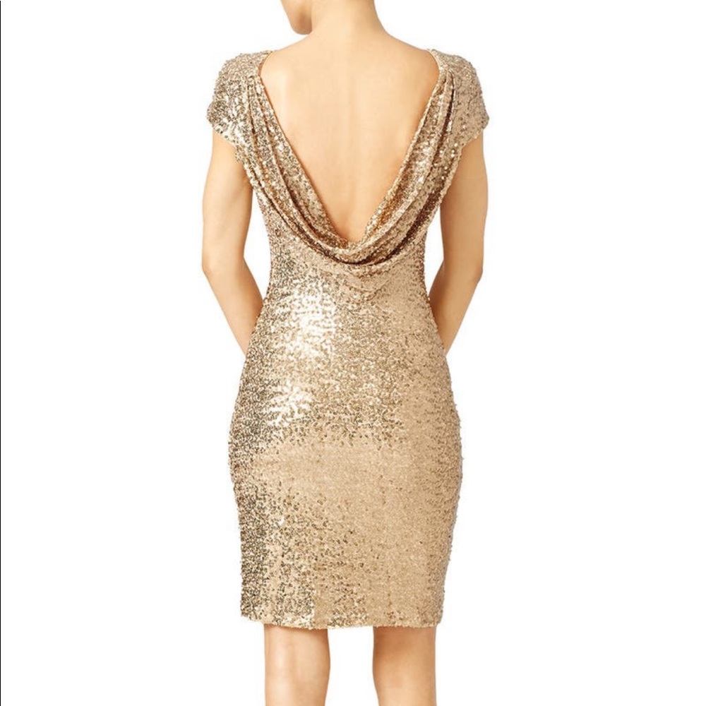 Badgley Mischka Rose Gold Sequin Cocktail Dress